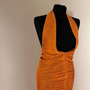 PrettyLittleThing Vibrant Orange Backless Dress